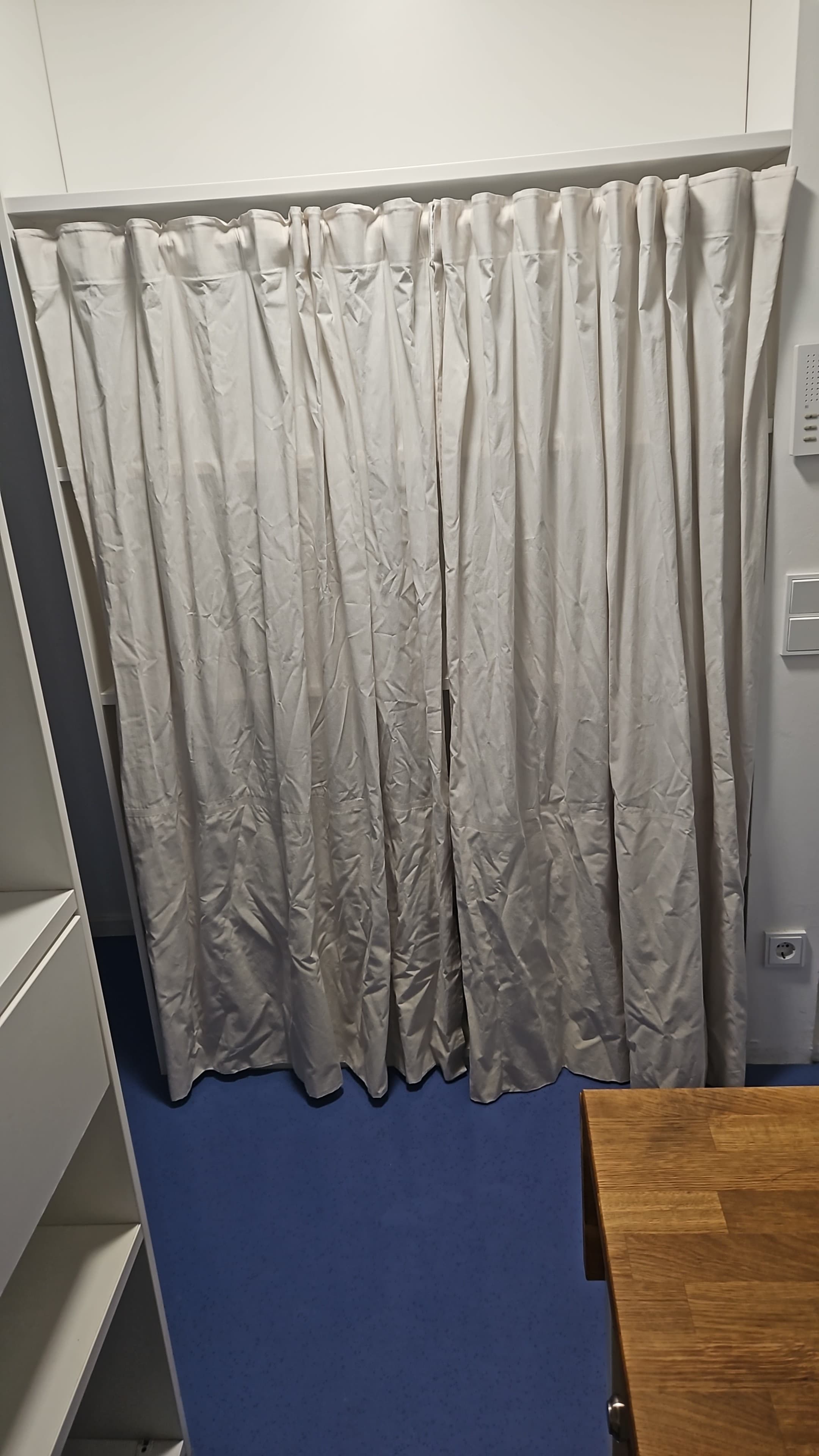 Curtains beige + rod (IKEA HANNALILL) - adjusted in length to Hochhaus wardrobe - Image 2