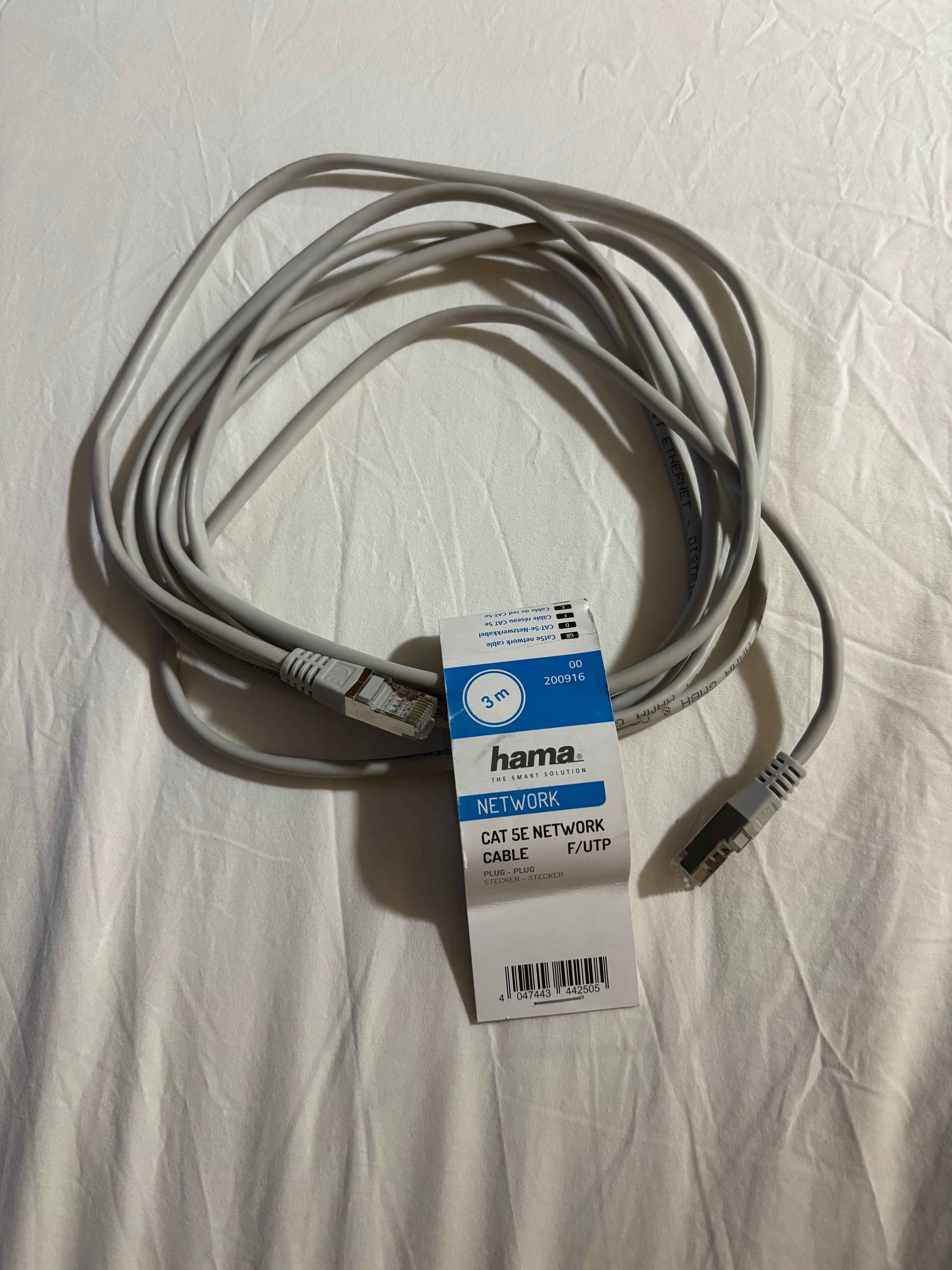 HAMA CAT-5e, Netzwerkkabel, 3 m